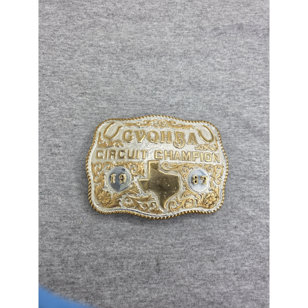 Rare Crumrine 1987 GVQHBA Texas Circuit Champion Trophy Belt Buckle